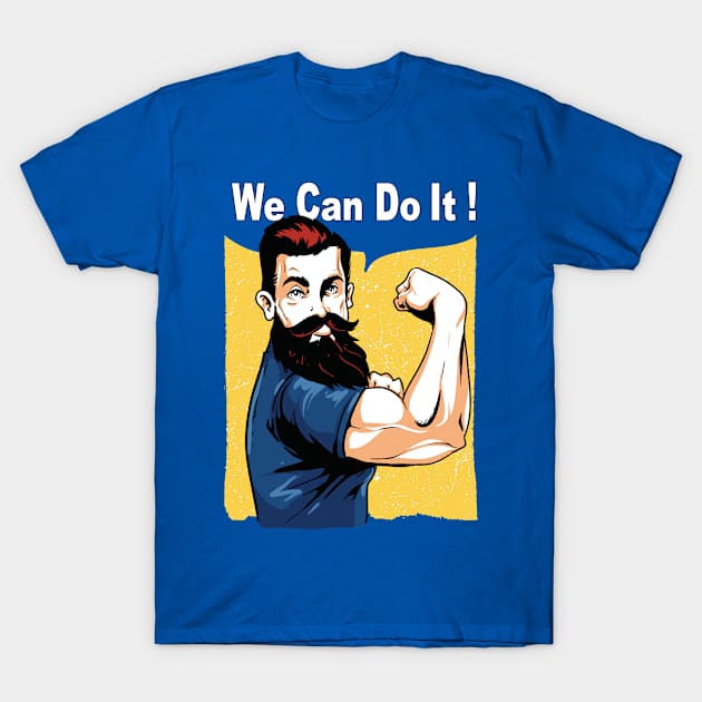 Beard - We can do it - blue T-Shirt by ShirzAndMore